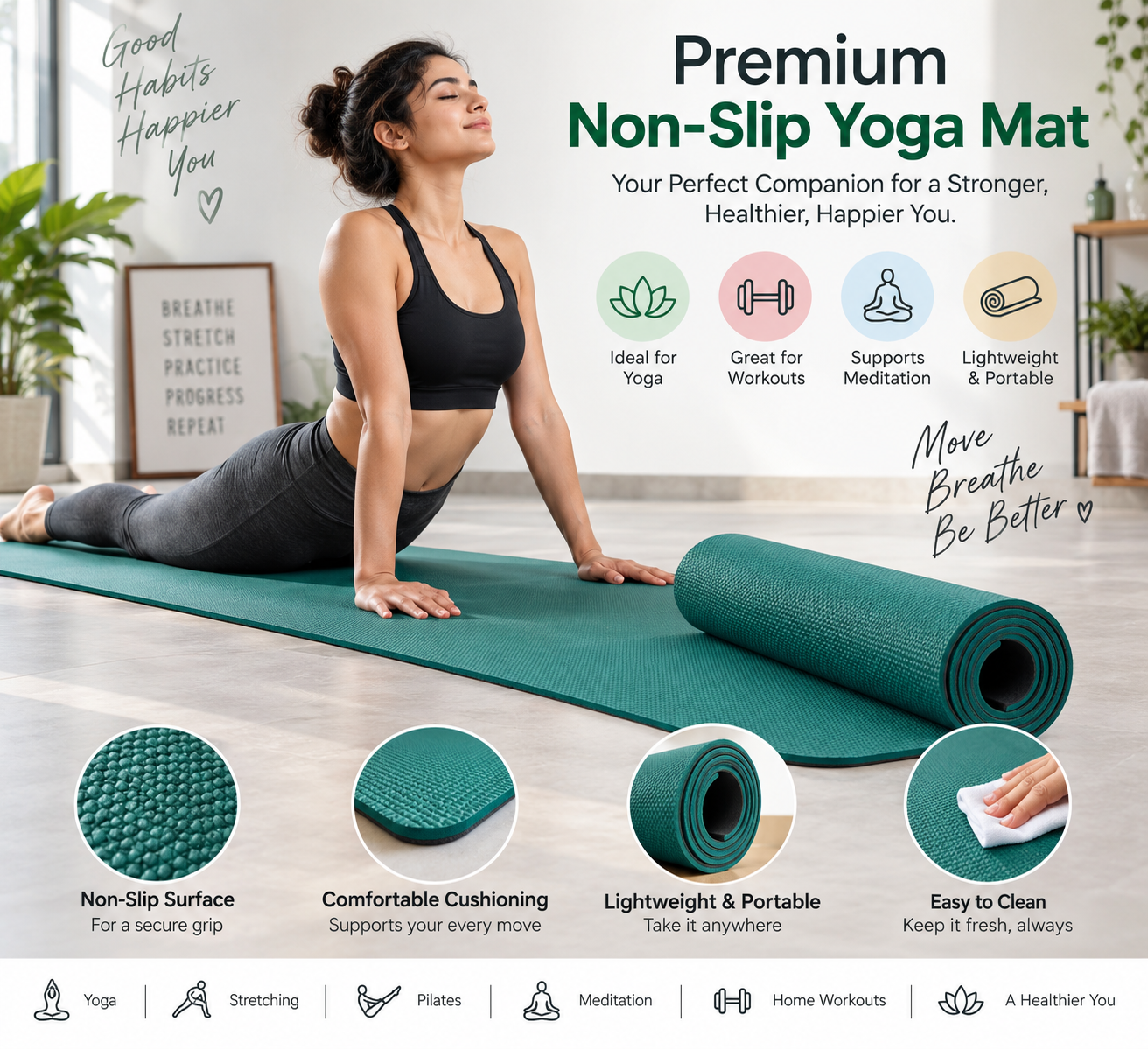 Premium Non-Slip Yoga Mat for Yoga,