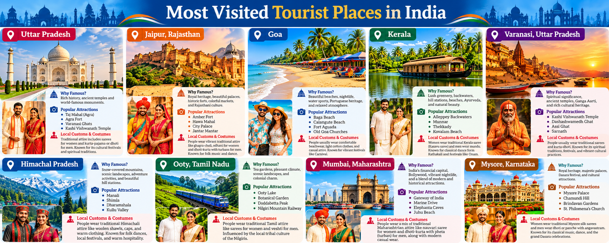 Most Visited Tourist Places in India