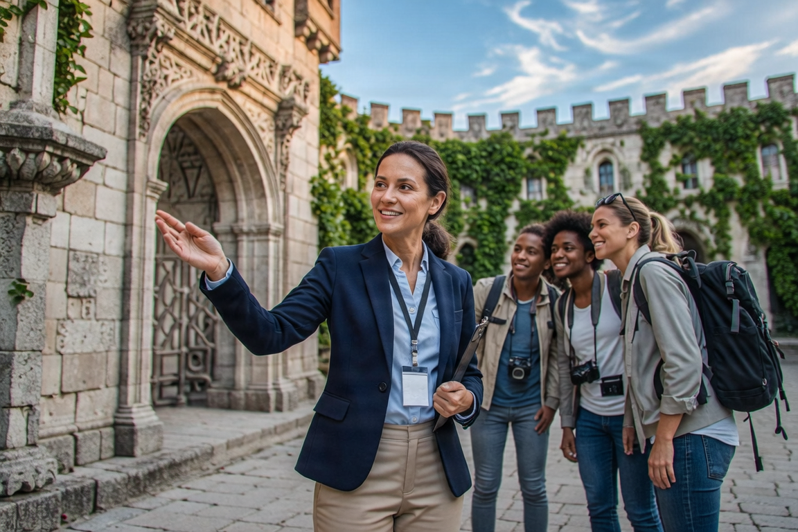 Tour Guide with Travelers